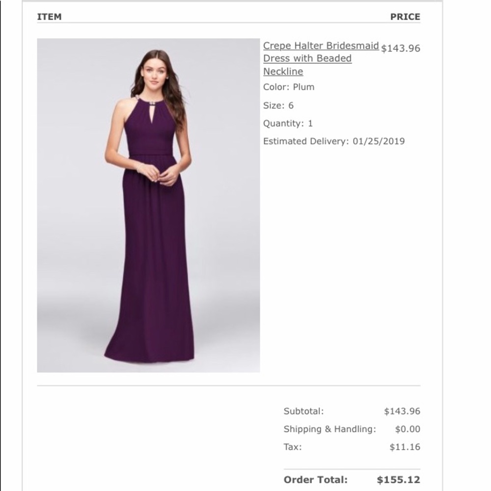 NWT Crepe Halter Davids Bridal Bridesmaid Dress